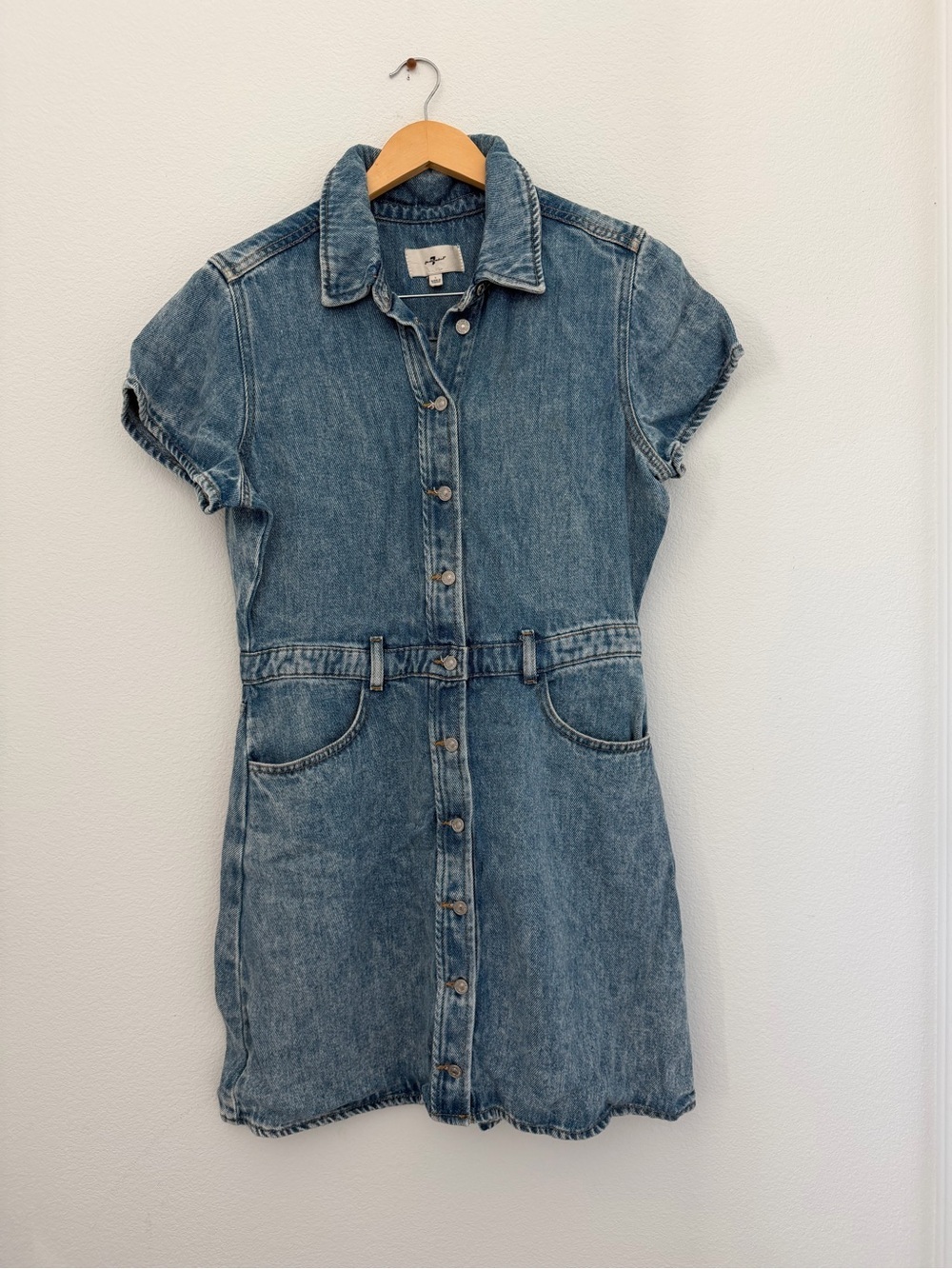 7 For all Mankind Womens Jean Button Up Dress Large Denim